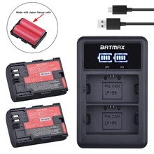 2pc LP E6 LP E6 LP E6N Battery Japan Sanyo Cell LED Dual USB Charger for