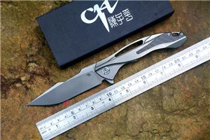 CH3519 Флиппер складной нож S35VN лезвие шарикоподшипники TC4 титановая ручка Кемпинг Фрукты Карманные Ножи EDC инструменты - Цвет: Grey