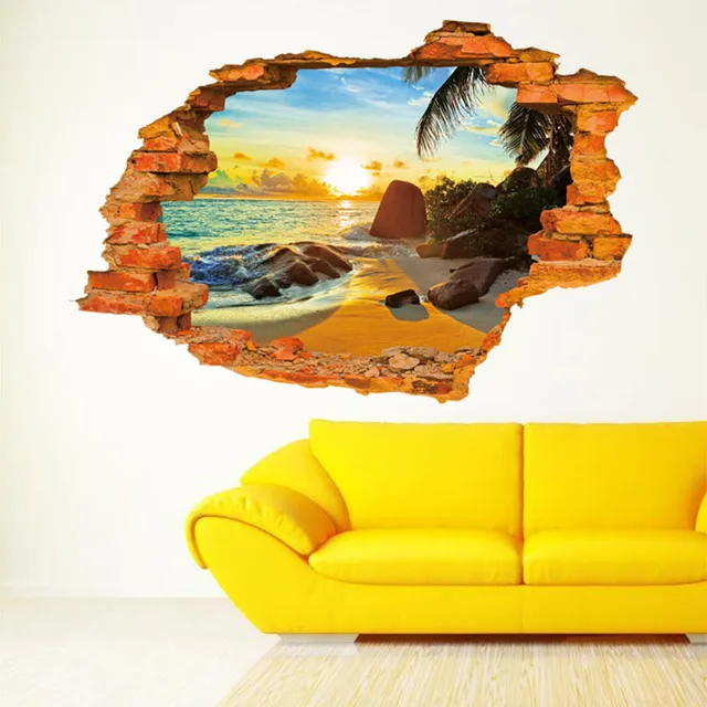 Creative 3D Broken Wall Effect Wall Sticker Home Decor Removable Vinyl