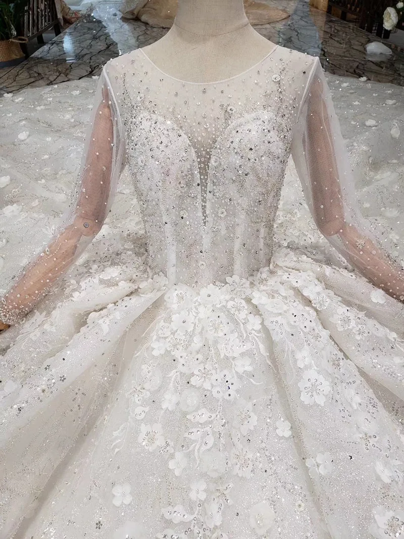 Robe de mariée роскошные сверкающие бусины бальное платье свадебное белое одежда с