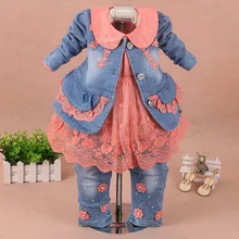 Girls clothes for children Set baby girl clothes 3 pieces suit coat denim pants 2019 autumn spring kids toddler cowboy clothes Girls clothes for children Set baby girl clothes 3 pieces suit coat denim pants 2019 autumn spring kids toddler cowboy clothes