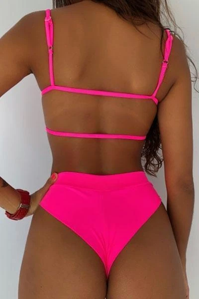 2023 Sexy Pink Bikinis Solid Black Bikini Set White Hot Sale Padded High  Waist Swimsuit Women Swimwear Bandeau Bathing Suits XXL