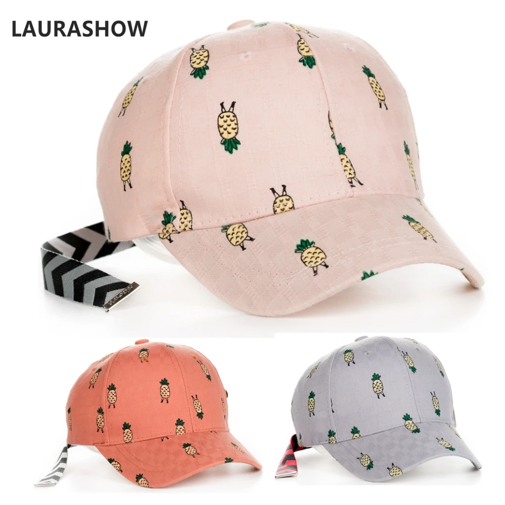 

LAURASHOW New Arrivals Cotton Pineapple Ponytail Baseball Cap Kids Messy Baseball Hat Girls Boys 2-9Years Old Kids