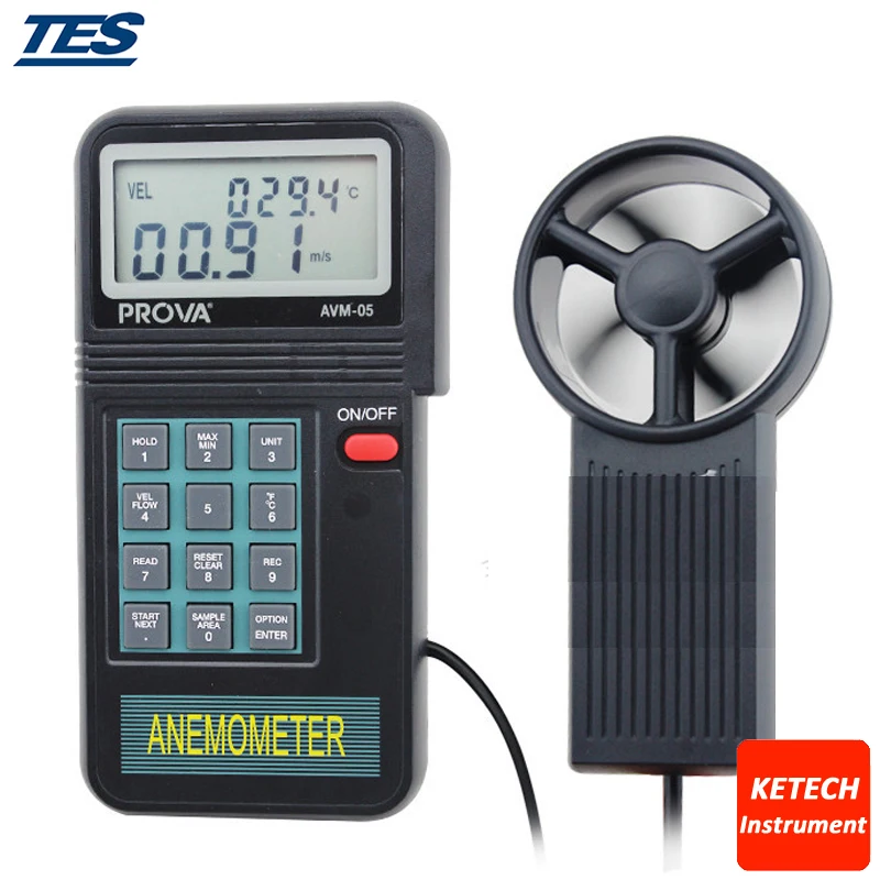 Handheld Air Temperature Air Flow Meter AVM05in Speed Measuring