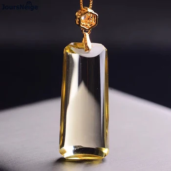 

Authentic Yellow Natural Crystal Pendants Hand Carved Column Pendant Silver 925 Necklace Luck for Women Men Jewelry JoursNeige