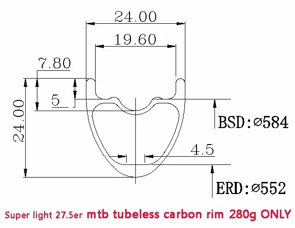 27.5er 24mm depth 24mm width carbon MTB rims