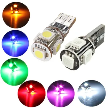 

1PCS T10 5-SMD 5050 W5W Interior LED Bulbs Car Vehicle Parking Light Styling Blue/Red/Green/Yellow/Pink/White Free Shipping