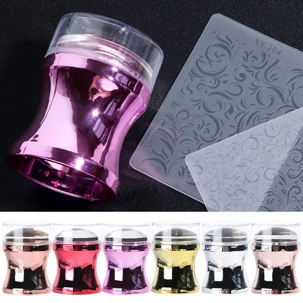 

Clear Silicone Nail Stamper With Scraper Chess Nail Art Stamping Tool Purple Red Handle Jelly Image Print Manicure SA1033