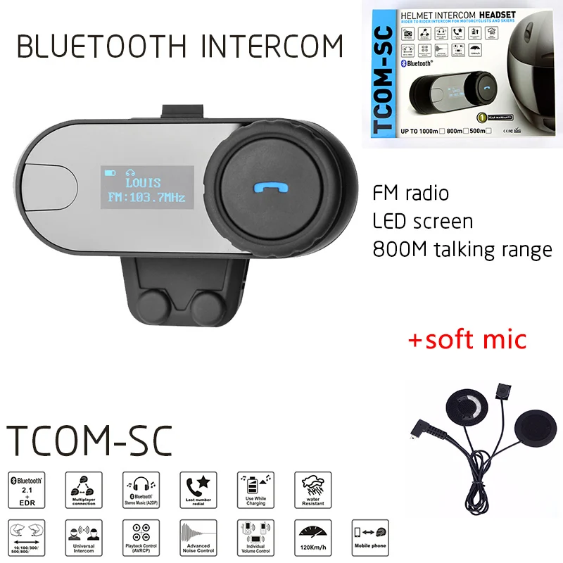 800m Motorcycle Bluetooth Intercom Helmet Interphone Casco BT Headset Moto Intercomunicator Freedconn TOM-SC | Автомобили и