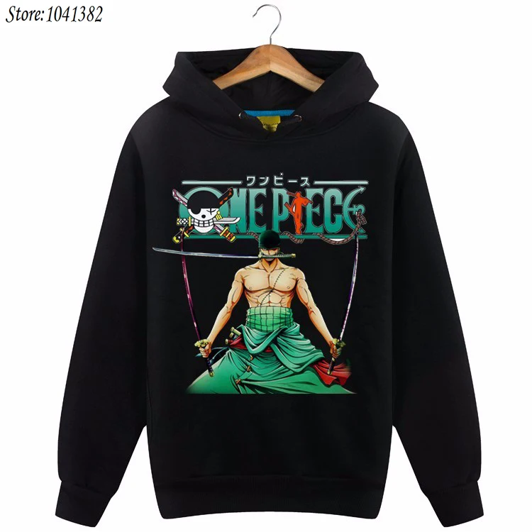 

[XHTWCY]One Piece Hoodie Anime Luffy Print Pullover Fleece Hoodies Men Women Casual Anime Sweatshirt Warm Black Hoodie