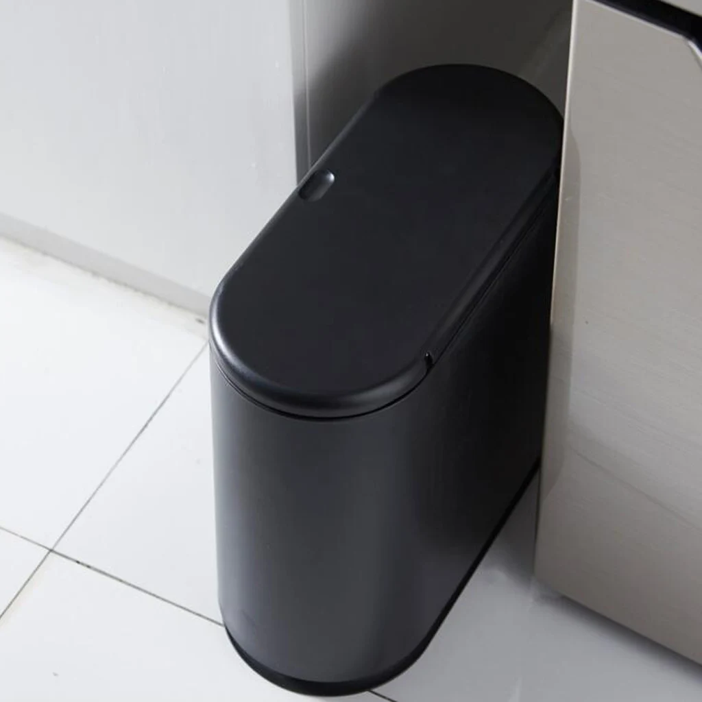 Modern Fashion White Flip Lid Trash Can Double Garbage Bag Holder Waste Bin