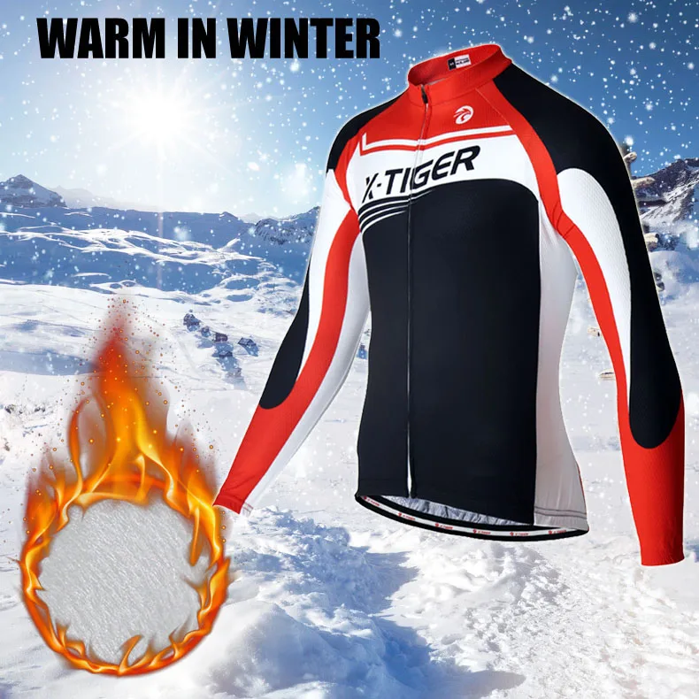 X-TIGER, сохраняющая тепло, комплект Джерси для велоспорта, Ropa Ciclismo Invierno, одежда для велоспорта, Зимняя Теплая Флисовая одежда для велоспорта, комплект для велоспорта