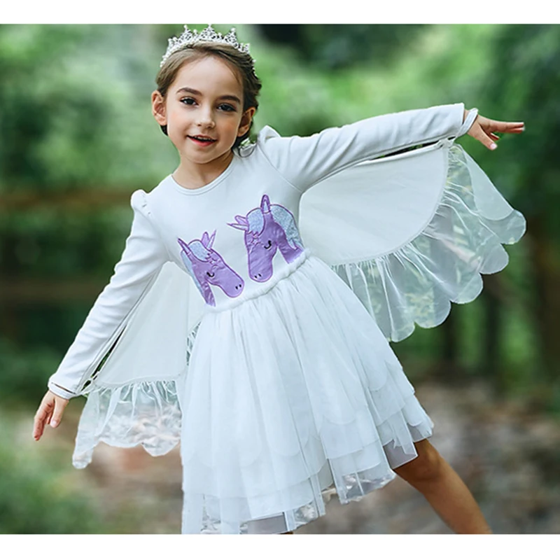 Angel Dress Kids Little Pony Dress Children Girls Vestido Flamingo Dress for Kids Girls Angel Wing