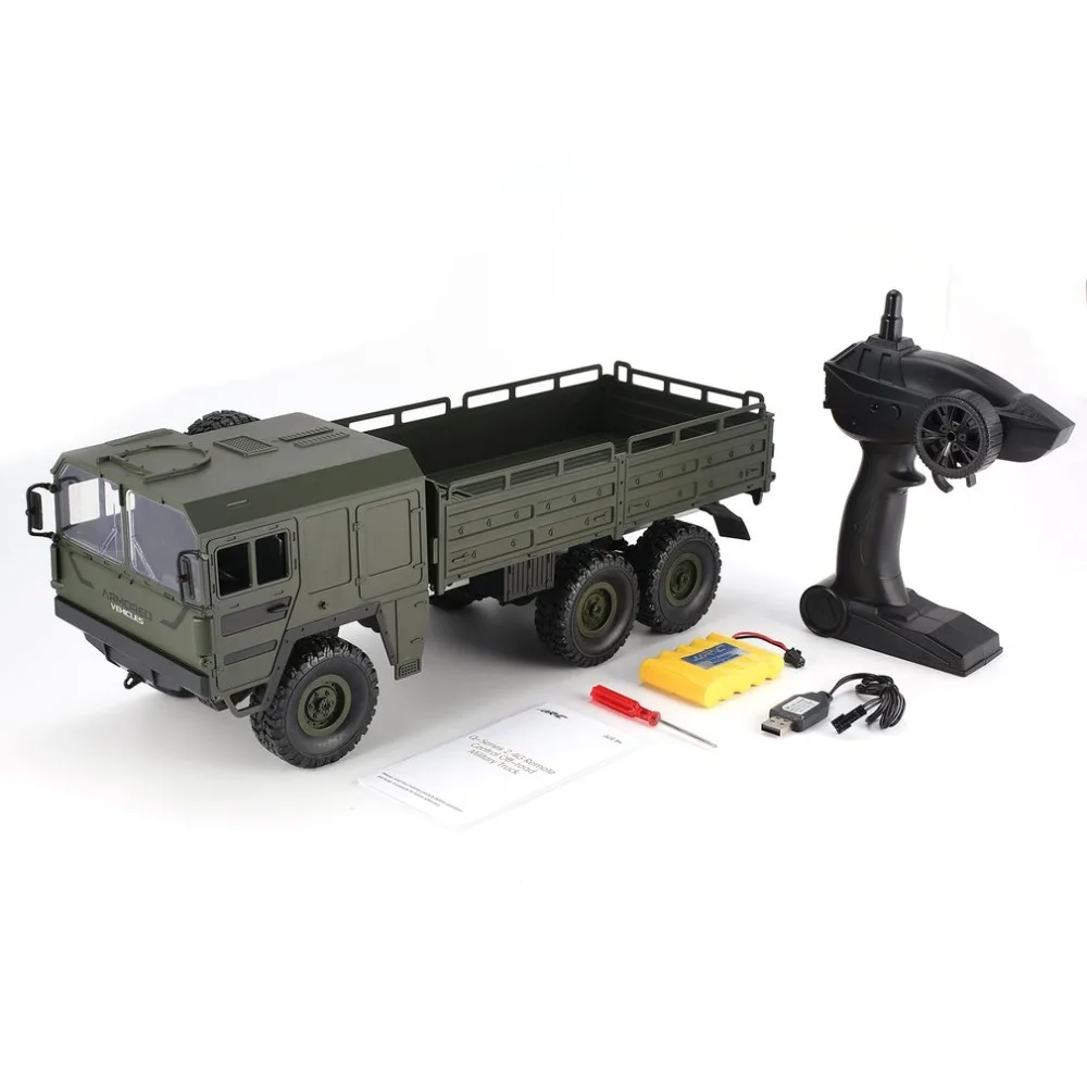 

Q64 1/16 2.4G 6WD Rc Car Military Truck Off-road Rock Crawler RTR Toy 6 Wheels Racing Toys For Children Gifts Presents