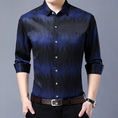 Navy ISurvivor мужские рубашки высокого качества Slim Fit Hombre Camisa Masculina мужские повседневные модные рубашки с длинными рукавами для мужчин - Цвет: Navy