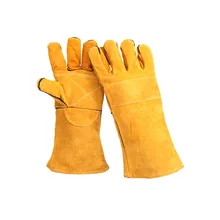 Новые огнестойкие прочные желтые коровья кожа сварочные перчатки анти-тепло рабочие защитные перчатки для сварки металла ручные инструменты
