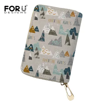 

FORUDESIGN Leather Credit Card Holder Adventure Awaits Women's Coin Pocket Unisex Hasp ID Card Cases Personalise Custom Female