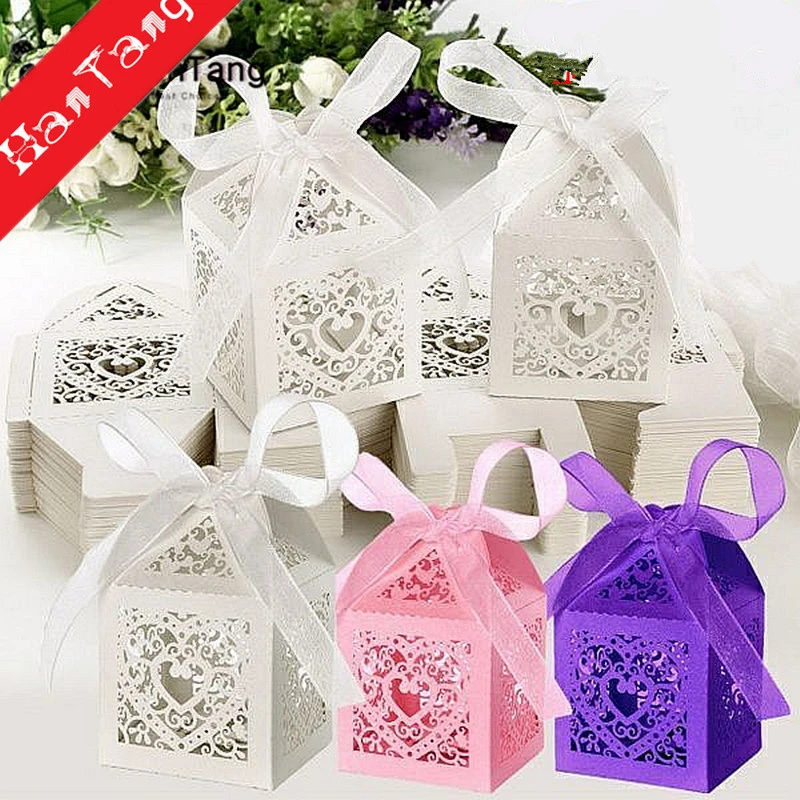 Wedding Favor Gift Boxes Baby Shower Party Decoration Candy Ribbon Popcorn 