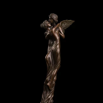 

52CM Western Art Deco Bronze Sweethearts Kiss Women Girl Man Angel Boy Sculpture