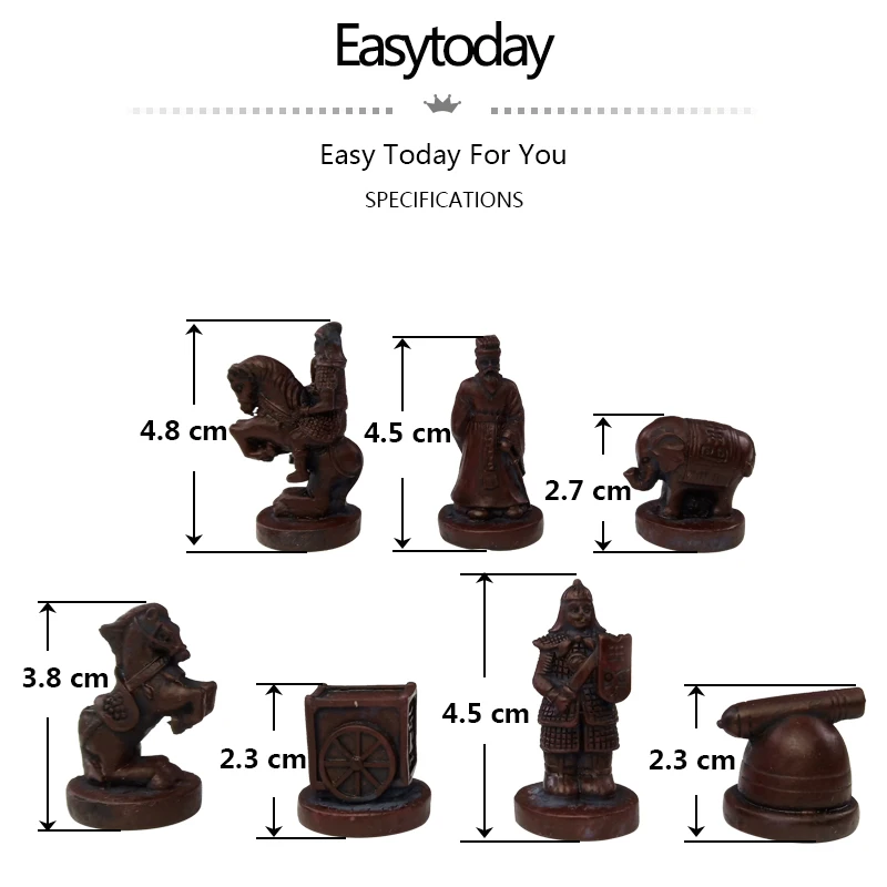 Easytoday الشطرنج الصينية الشطرنج مجموعة عالية الجودة والجلود الاصطناعية التقليدية الرجعية الصينية الجدول الترفيه ألعاب