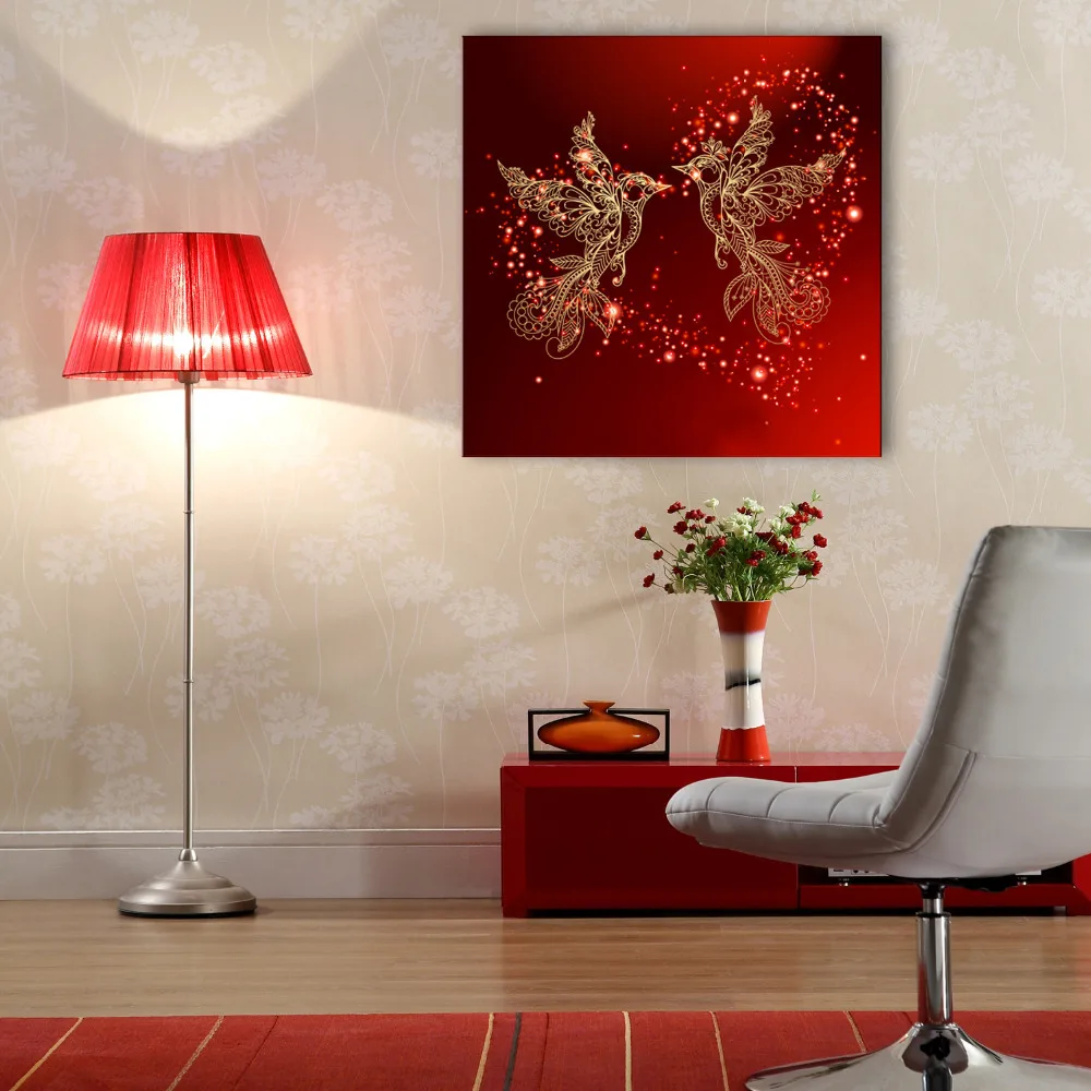 

Stretched Canvas Prints Phoenix Bird LED Flashing Optical Fiber Print LED Wall Art LED Decorations