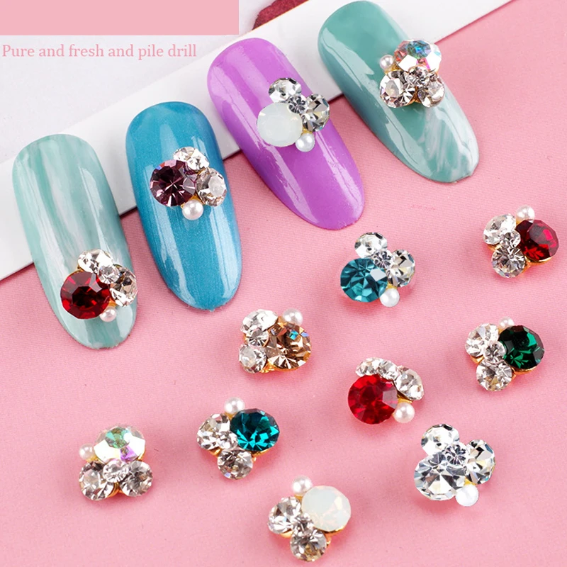

2019 New Mini Crystal Bright Beads Nail Rhinestone Alloy Nail Art Decoration Color Flashing DIY 3D Nail Jewelry Pendant