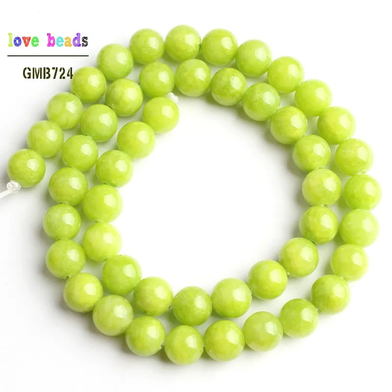 Lemon Green Stone Beads Jades Round Beads for Jewelry Making 15'' Strand DIY Bracelet Jewellery 6mm 8mm 10mm