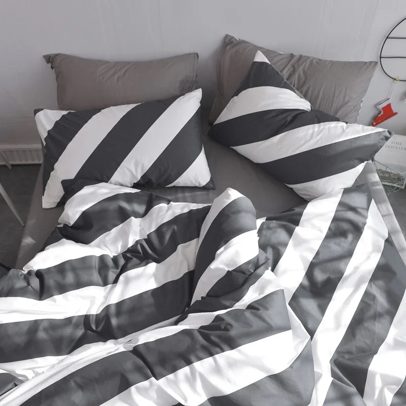 

New style zebra color stripes pattern 100%Cotton BedSheet Bedding Sets Pillow cases 3/4pcsTwin Queen King size TJ-37