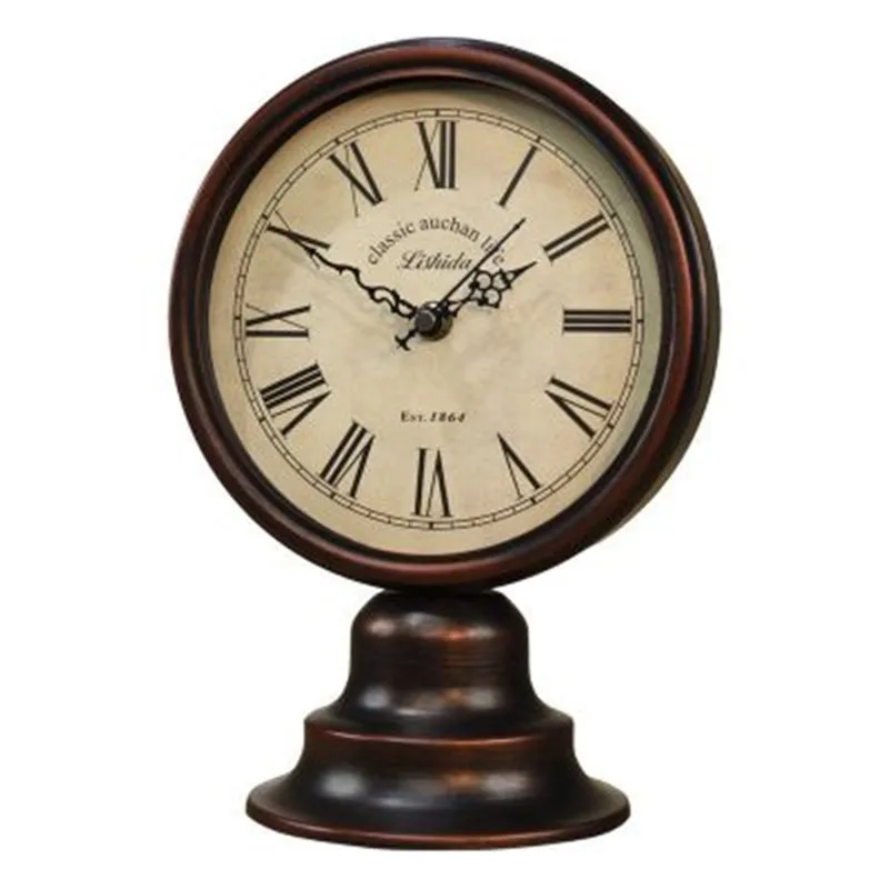 

Antique American Country Desktop Clock Metal European Retro-nostalgic Craft Desk Clock Home Decoration Ornaments