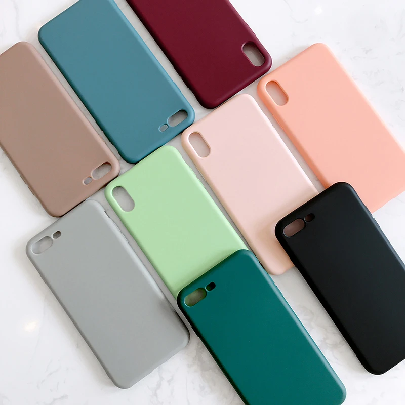 

Solid Color Silicone Couples Cases for Iphone XR X XS Max 6 6S 7 8 Plus Cute Candy Color Soft Simple Fashion Phone Case NEW