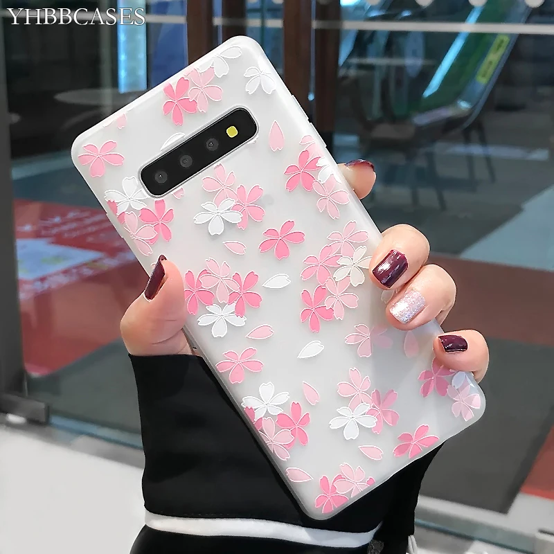 YHBBCASES мультфильм Розовый Цветы крышка телефона для Samsung Note 8 9 рельеф Peach Blossom ТПУ чехол для Samsung Galaxy S8 S9 S10 плюс