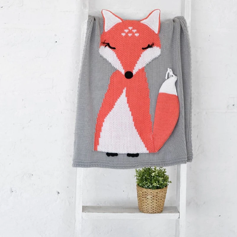 Autumn Baby Toddler FOX Bedding Newborn Knitted Baby Blanket Wrap Soft Blankets Fashion Brand Swaddling Kids Gift Girls Blankets