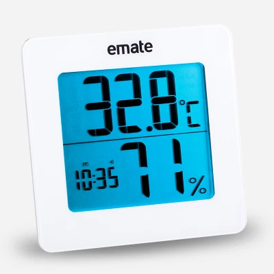 Эмате мини ЖК-дисплей цифровой будильник Подсветка календарь Температура Сенсор Повтор таймер термометр путешествия часы офисные настольные часы - Цвет: Белый