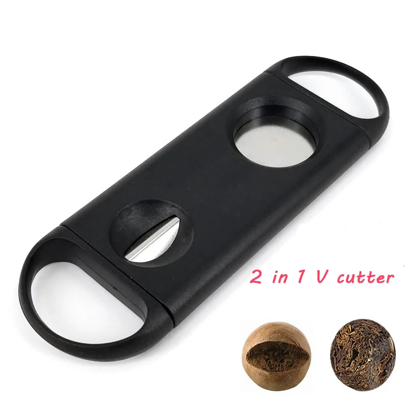 

New 1pcs Black Stainless Steel V cutter Cigar Cutter Knife Cigar scissors For cuban cigar accessories c130