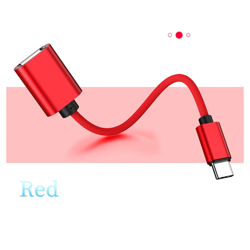 OTG type-C USB кабель адаптер для Xiaomi Redmi Note 7 samsung S8 S9 планшет зарядный разъем USB 2,0 OTG Usb-C type-C адаптер - Цвет: Type C OTG Red