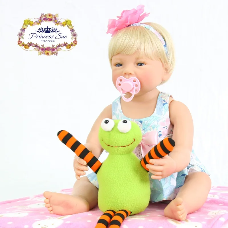 

Princess sue 22inch55cm new arrival full silicone body simulation baby girl best kids bathe toys silicone reborn baby dolls