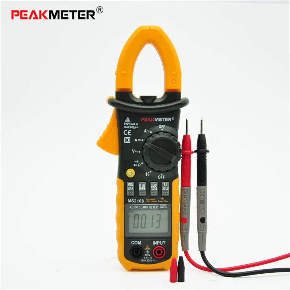 PEAKMETER MS2108 True RMS DC Current Clamp Digital Meter Multimeter Capacitance Frequency Inrush