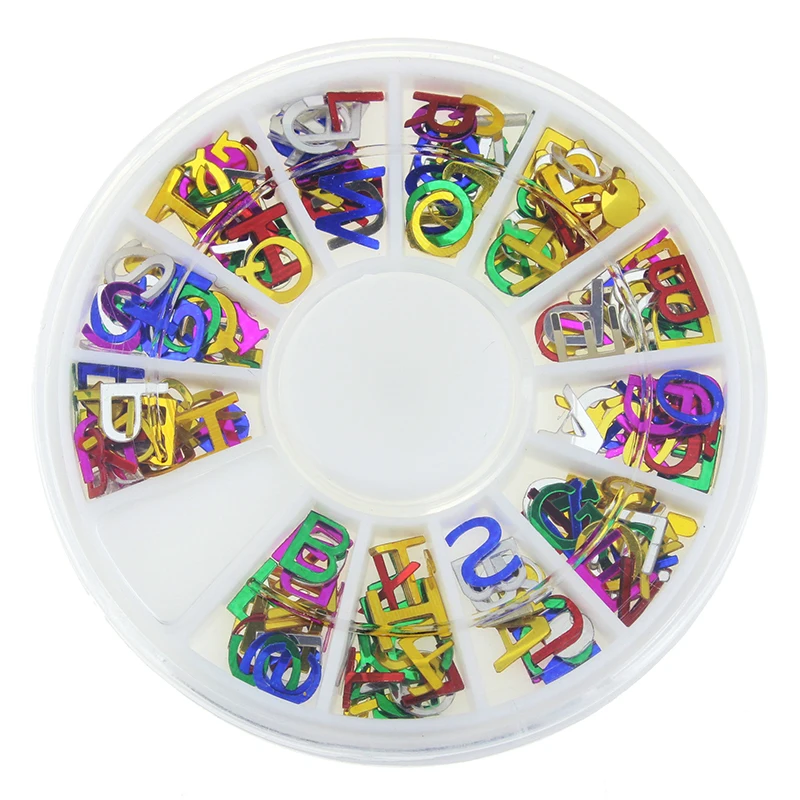 Blueness Colorful Metal Letters Design Decorations for Nail Art Manicure 12 Colors Nails Jewelry Slice Rivet ZP208 | Красота и