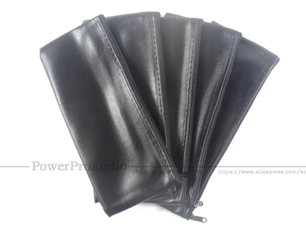 

10pcs Professional Wired Microphone Holder Leather Case With Zipper For Shure Microphone Bag Accessories or Cable 23*11 cm
