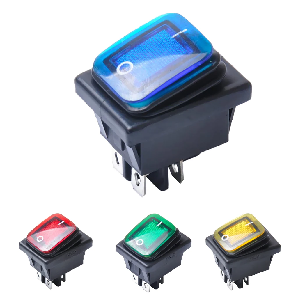 4 Pin On/Off Boat Caravan Rocker Switch ON-OFF 2 Position Electrical equipment With Light Power Switch Dashboard Parts
