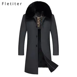 Флисовая брендовая зимняя теплая Мужская шерстяная куртка мужская приталенная Меховая куртка с отложным воротником шерстяная и смешанная