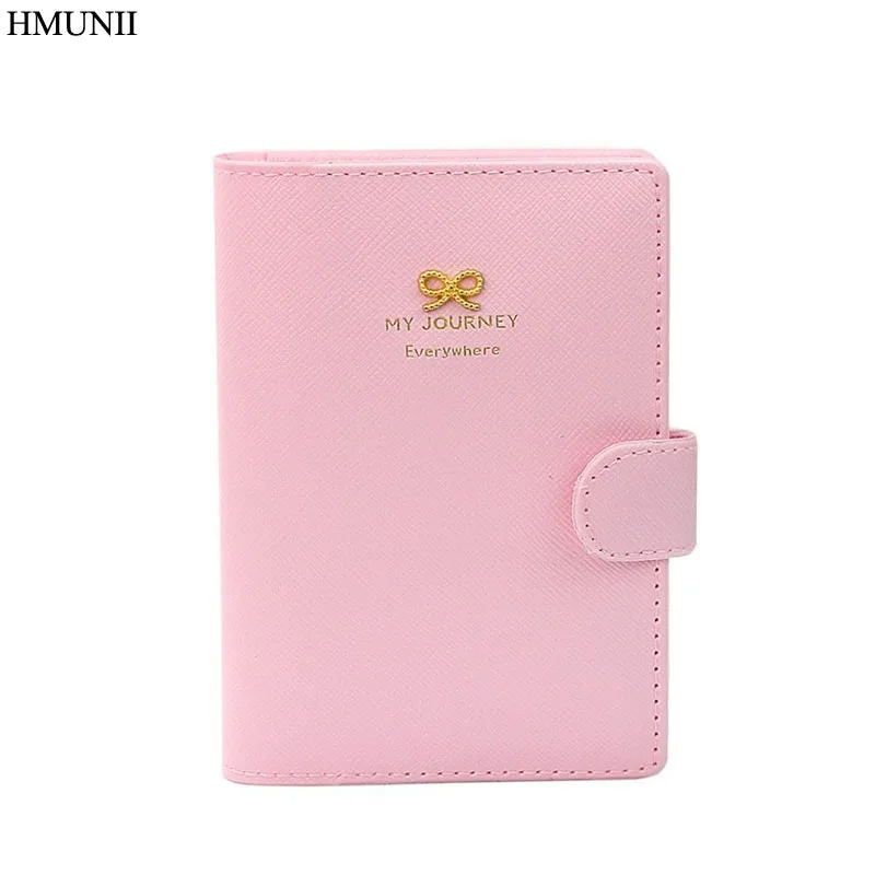 

HMUNII Women Card Holder Sweet cute PU Bowknot Crown Buckles Passport Holder Protect Cover Case Organizer Caderneta HM-A01