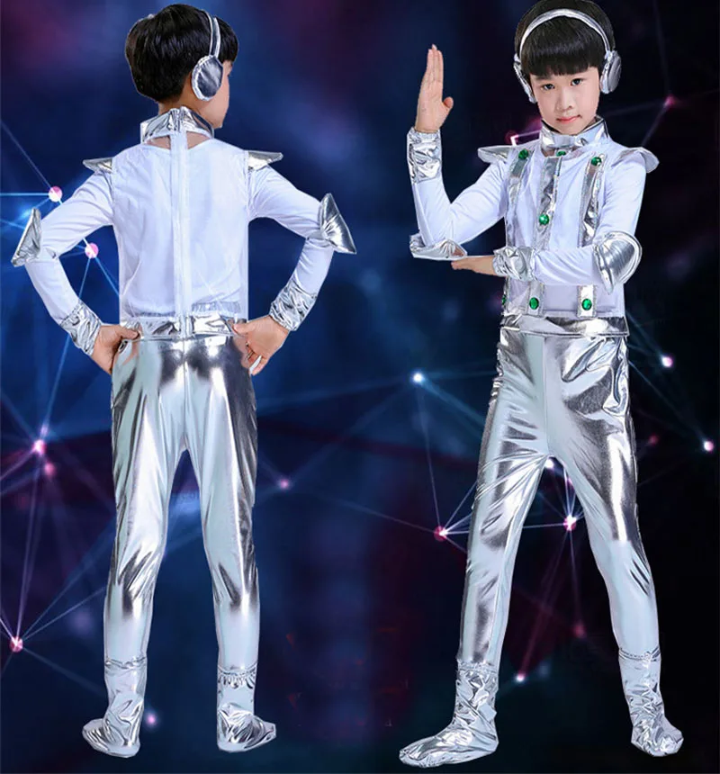 Детский костюм робота для танцев, трико, костюм космонавта для сцены, Одежда для танцев, танцевальная одежда унисекс, одежда для мальчиков и девочек