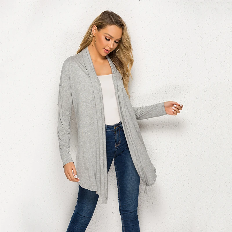 

Sweet Ladies Blouses Women Cardigan With Irregular Hem Falling Over Shoulder Long Sleeve Fashion Women's Sun Protection Blouse