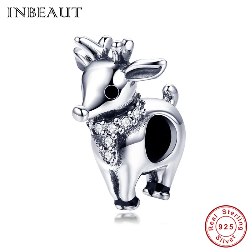 

INBEAUT Trendy Bracelet Charm 925 Sterling Silver White Cubic Zirconia Cute Little Milu Deer Beads fit Pandora Bracelets Sale