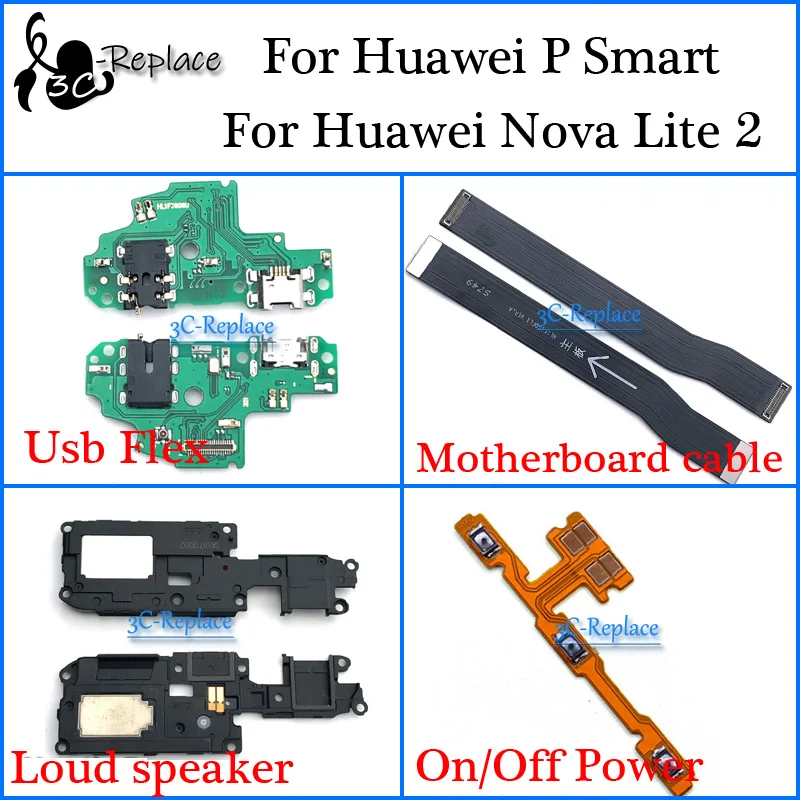 Для huawei P Smart FIG-LX1 FIG-L21/Для huawei Nova Lite 2 Usb Шлейф материнской платы кабель громкий динамик на выключение питания гибкий кабель