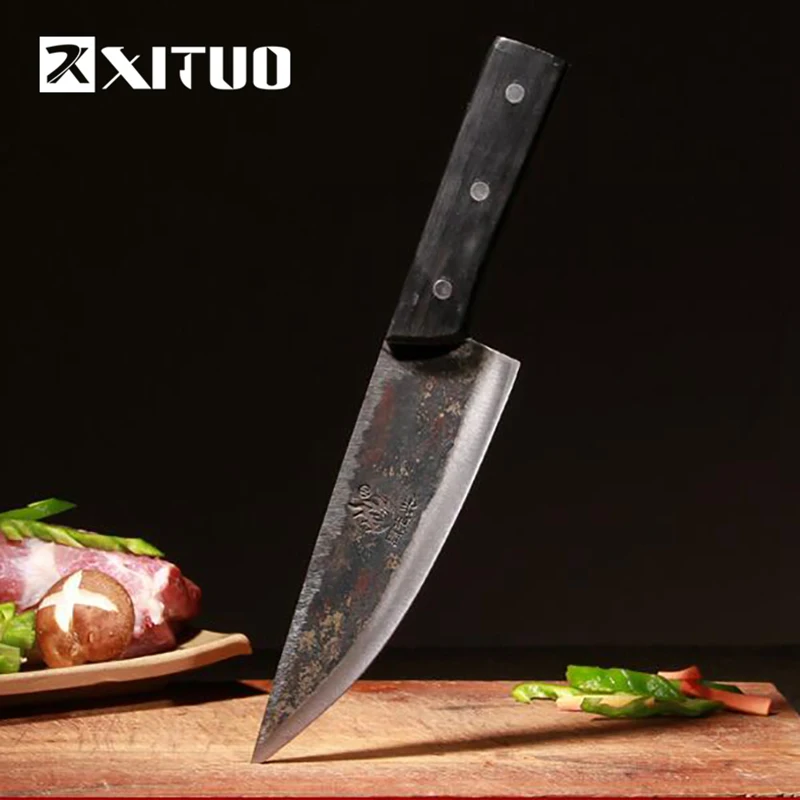 

XITUO Hand Tool chef knife handmade Tungsten steel clamp steel cutter Salmon Meat Slicing knife kitchen butcher knives japanese