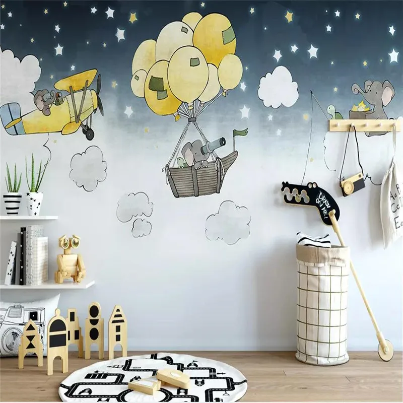 Creative hand-painted sky child room background wall professional production mural wholesale wallpaper poster photo wall 2 pcs interior accessories gaming puck outdoor game training accessory professional hockey for child