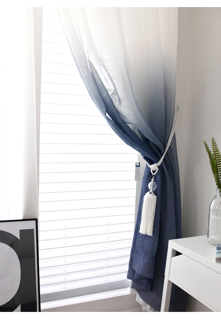 Серый градиентный тюль, занавески для гостиной, романтическая свадебная комната, синяя спальня, тюль, однотонный градиентный материал S312& 30