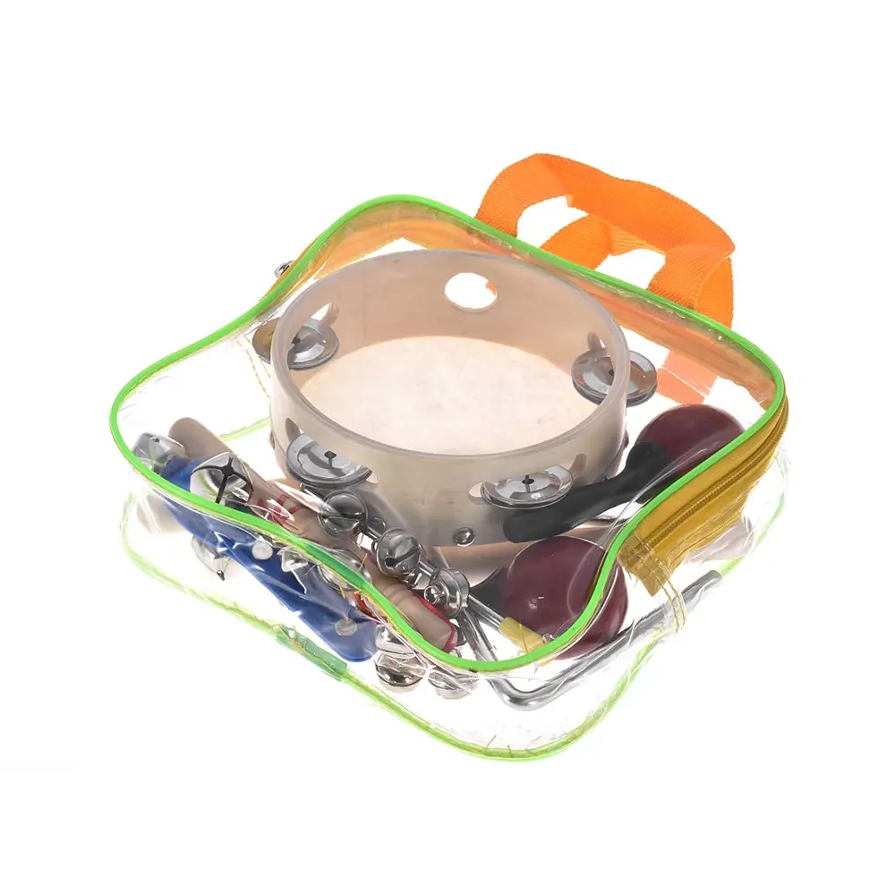 

6pcs Musical Instruments Percussion Toy Rhythm Band Set Tambourine Triangle Hand Bells Bell Stick & Maracas for Kids